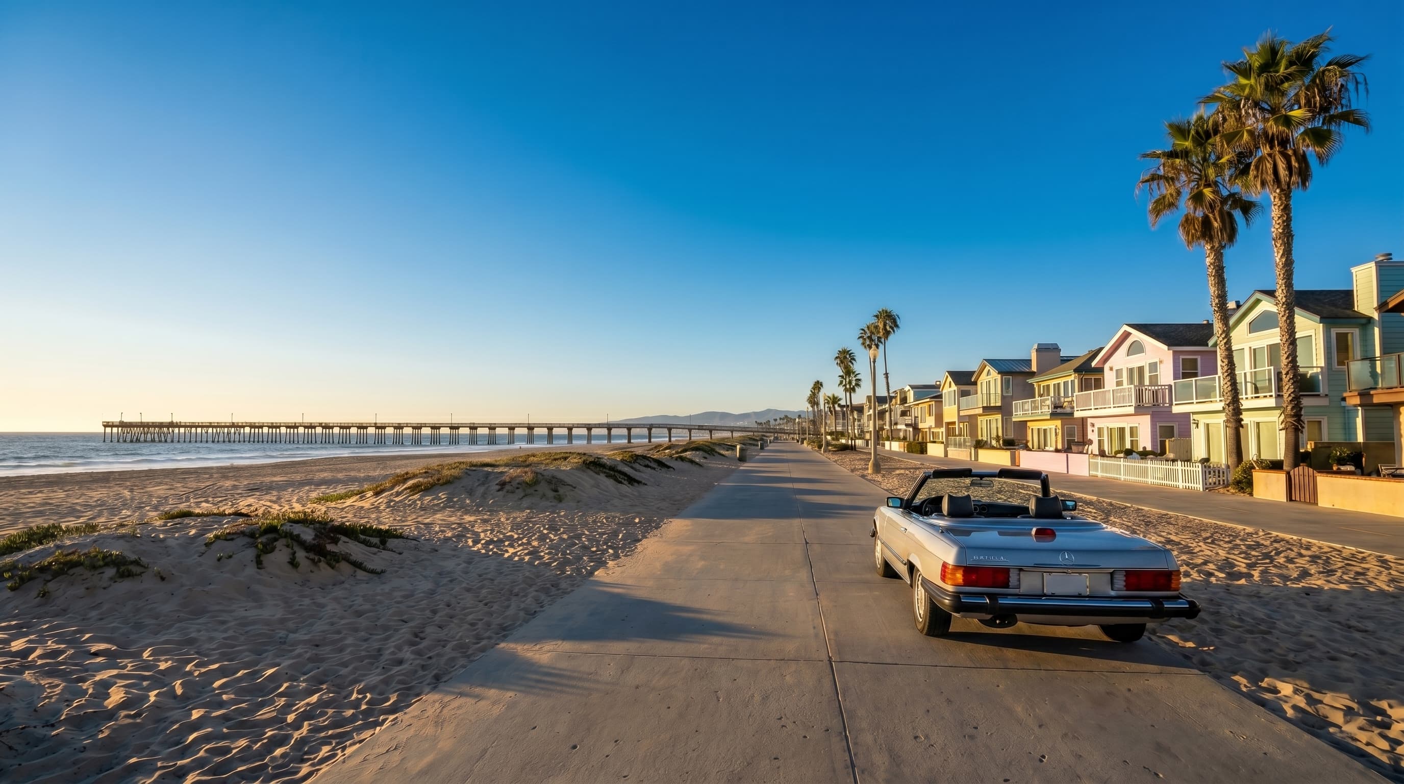 Classic Mercedes near Hermosa Beach pier