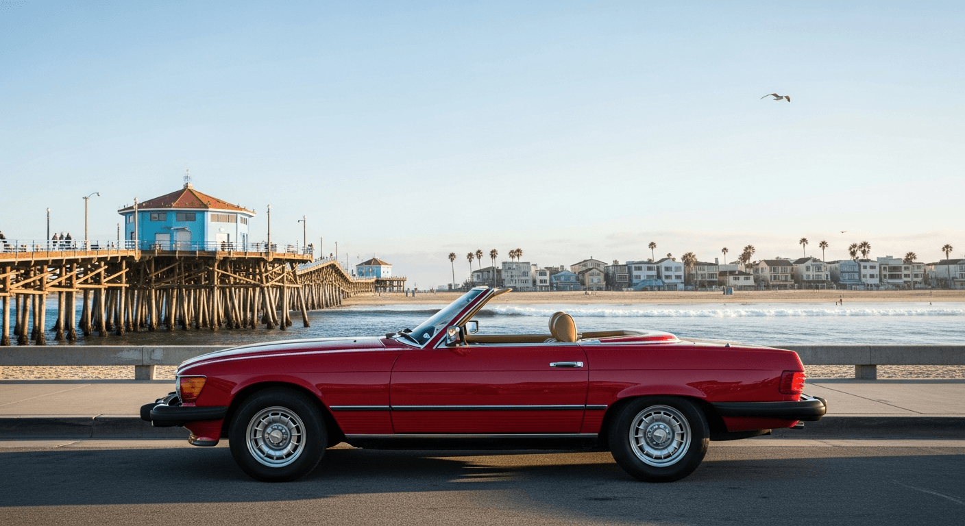 Classic Mercedes near Hermosa Beach pier