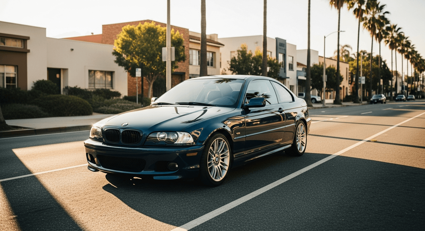 BMW E46 on a sunny Inglewood street