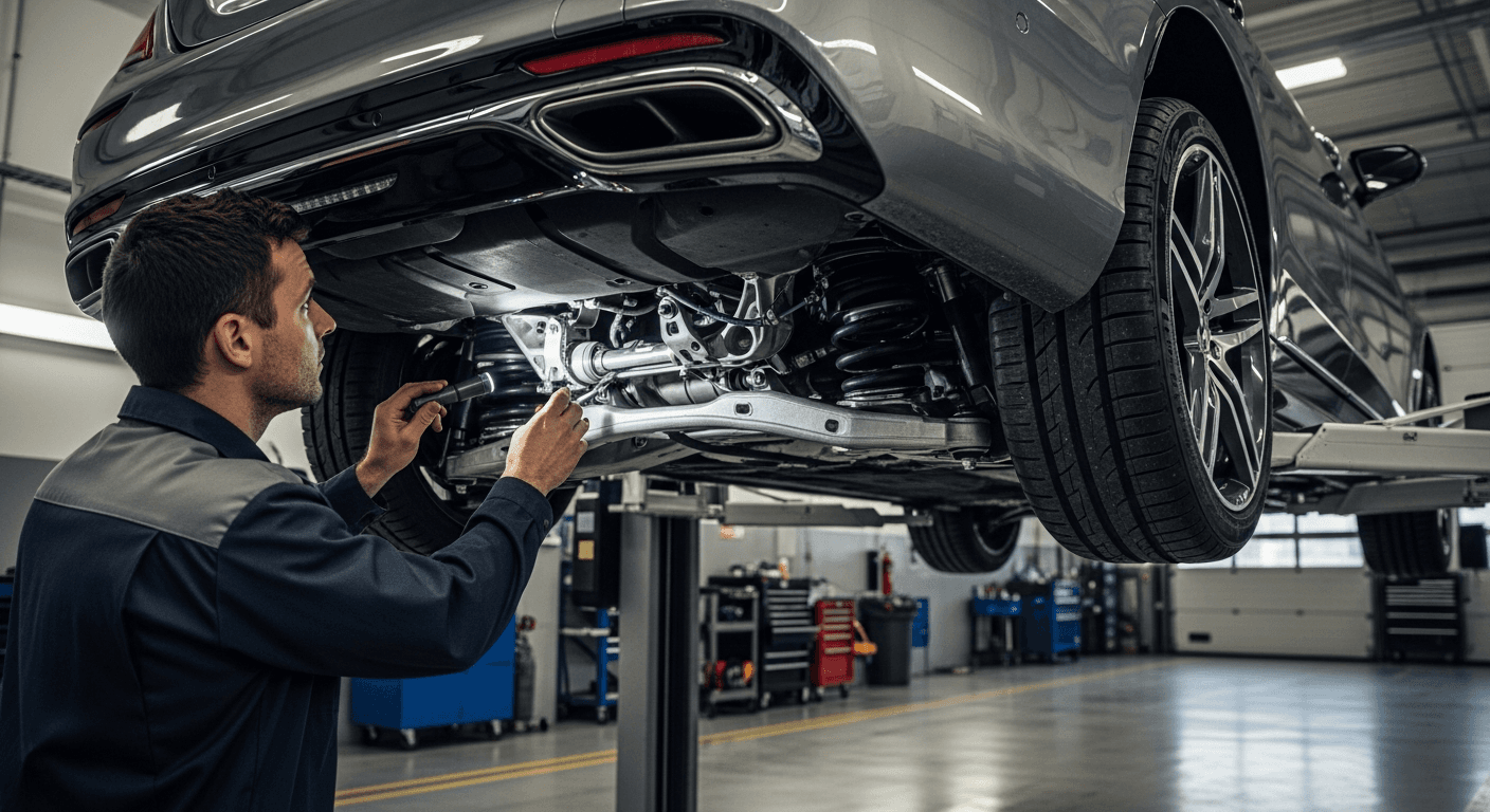 Mechanic testing Mercedes self-leveling suspension