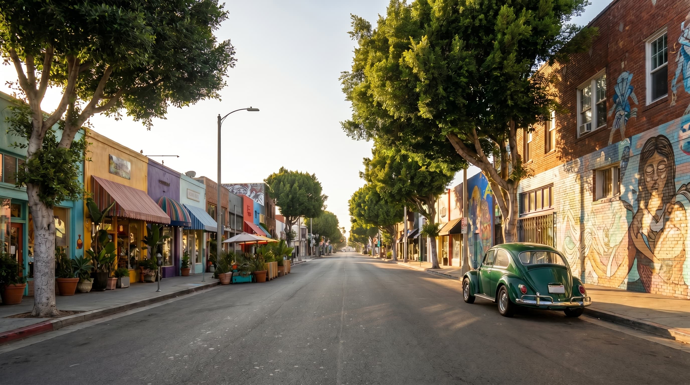 Vintage Volkswagen Beetle on a Venice Beach street
